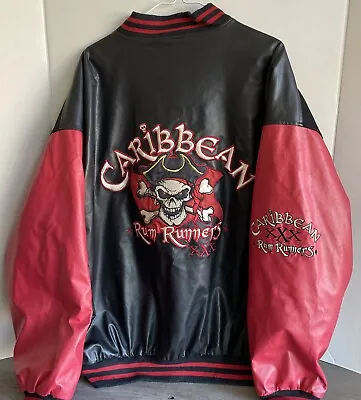 Steve & Barrys Caribbean Rum Runner Pirate Skull Leather Varsity Jacket Sz. XXL • $69.99