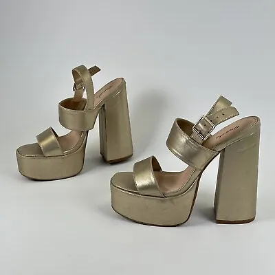 Qupid Shoes Women's Size 9 Gold High Heel Platform Pumps • $19.99