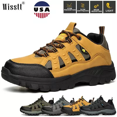 Mens Leather Trekking Hiking Shoes Trail Waterproof Outdoor Walking Work Boots • $32.97