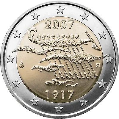 2007 Finland € 2 Euro Uncirculated UNC Coin  1917 Independence 90 Years  • $10