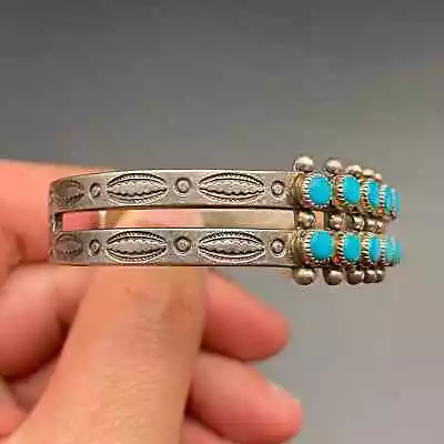 Vintage Southwestern Turquoise Sterling Silver Cuff Bracelet 6-5/8  • $215