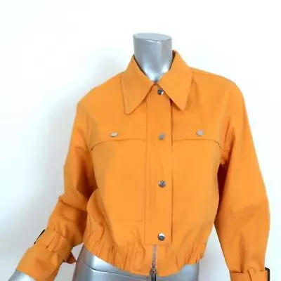 3.1 Phillip Lim Cropped Trench Bomber Jacket Marigold Stretch Cotton Size 2 • $166