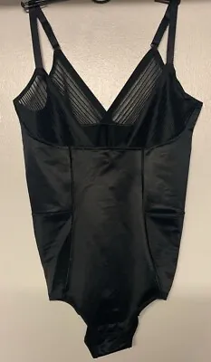 New Ex M&S Firm Control Sheer Stripe Wear Your Own Bra Bodysuit Black Nude • £13.95