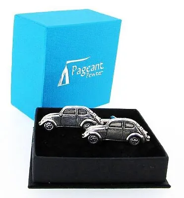£14.99 • Buy VW Beetle Car Silver Pewter Cuff Links In A Presentation Gift Box
