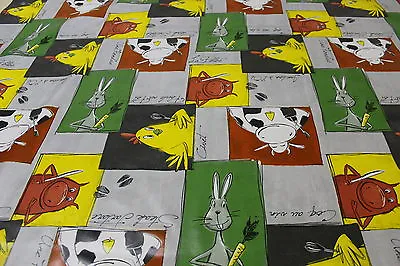 PVC Cartoon Animals Cow & Chicken Oilcloth Vinyl Tablecloth Wipe Easy 140CM Wide • £0.99