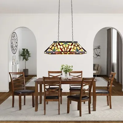 Tiffany Style Stained Glass Mission Arts & Craft Pool Table Ceiling Island Light • $454.94