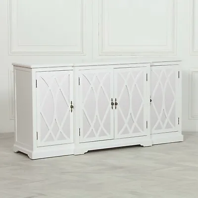 £840 • Buy French Style Elinore White Breakfront Mirrored Sideboard Buffet Cupboard Cabinet