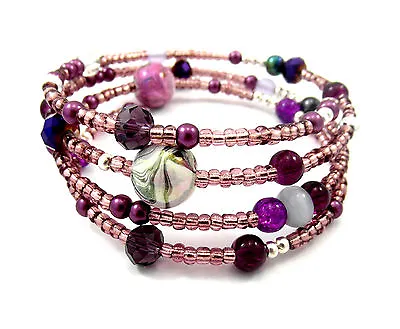 Memory Wire Bracelet Jewellery Making Kit Purple/Mauve With Instructions K0033L • £5.29