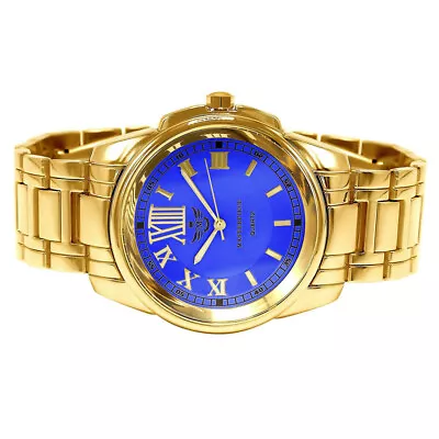 Mens Jojino Joe Rodeo Blue Dial Metal Band 43mm Solid Stainless Steel Back Watch • $49.99