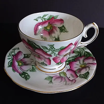 Queen Anne Fine China England Tea Cup And Saucer Set   Magnolia   Vintage 1970s. • $18