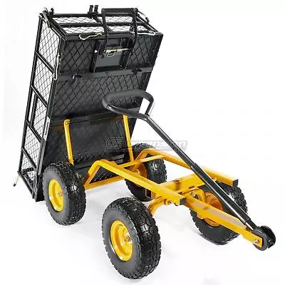 Black  Utility Garden Wagon Dump Yard Carts 400 Lbs For Lawn Mower Trailer • $194.89