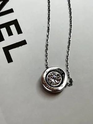 Michael Kors Brilliance Logo Pendant Necklace Silvertone Crystal Stainless Steel • £45