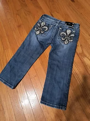 MISS ME GIRLS JK6163P DENIM CAPRI JEANS  EMBELLISHED Size14 *FREE SHIPPING  • $19.99