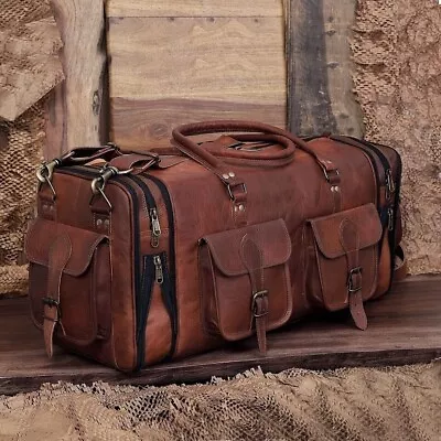 Leather Bag Travel Luggage Duffel Gym Men Brown New Genuine Vintage Weekend • $100