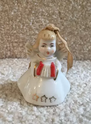 Vintage Japan 2” Mini Porcelain Angel Playing Accordion Bell Ornament FREE SHIP • $14.99