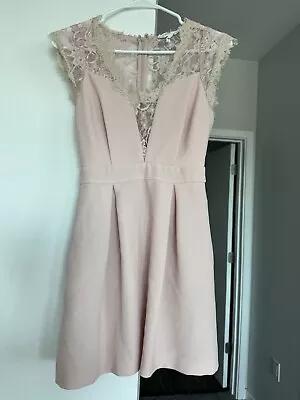 BCBG Generation Lace Back Pleated Dress With Pockets Color: ROSE SMOK Size 0 • $15