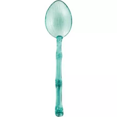 Palm Translucent Aqua Mini Tasting Spoons Plastic 20 Pack Wedding Luau Hawaiian • $2.49