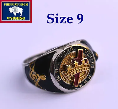 Silver Plated Masonic Knight Templar Ring ~ Size 9 ~ Free Shipping From Wyoming • $19.99