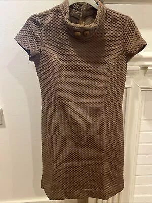 Vintage 60s Mod Go Go Dress Raised Bubble Print Polyester Coffee Brown • $15