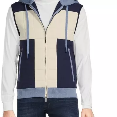 MURANO Hoodie Liquid Luxury Zip Front Color Block Mens Vest New Spring Blue L • $59