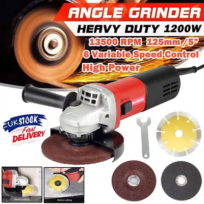 1200W Electric Angle Grinder 125mm Disc Heavy Duty Cutting Grinding Tool Sander • £32.99