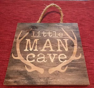 P Graham Dunn Little Man Cave 6x6” Wood Wall Hanging Decor • $9