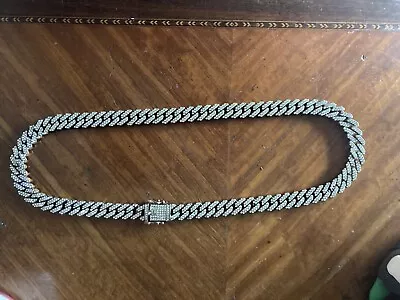 Moissanite Prong Set Iced Out Cuban Link Chain 11mm 20 Inch • $10