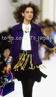 $2890 • Buy CHANEL 91A Rare Vintage Purple Black Tweed Jacket Skirt Suit 36 38 US4 6