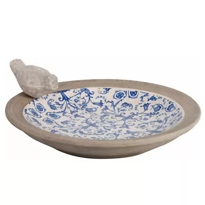 £37.80 • Buy Fallen Fruits Aged Ceramic Bird Bath - White/Blue