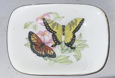 Vintage Butterfly Trinket Tray Bedside Table Tray Vanity Tray Ring Dish • $1