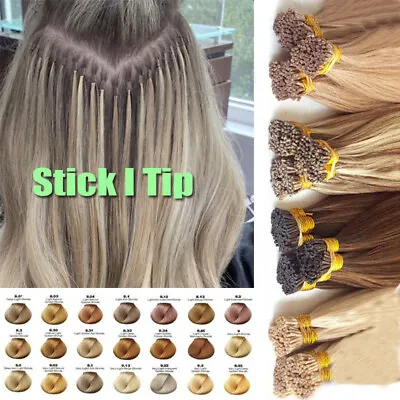 Russian 8A I Tip Stick Pre Bonded Remy Human Hair Extensions 1g/s Micro Beads US • $43.31