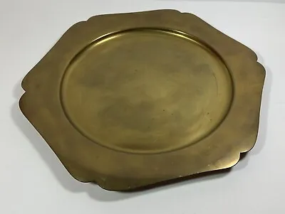 Nieman Marcus Scalloped Brass Charger Plate Platter Vintage 12.5 Inches Across • $6.50