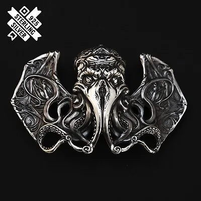 Cthulhu Belt Buckle Lovecraft Monster Buckle 925 Sterling Silver Buckle; • $369.55