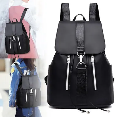 Women's Ladies Leather Backpack Anti-Theft Rucksack Travel Shoulder Bag Satchel • £8.98