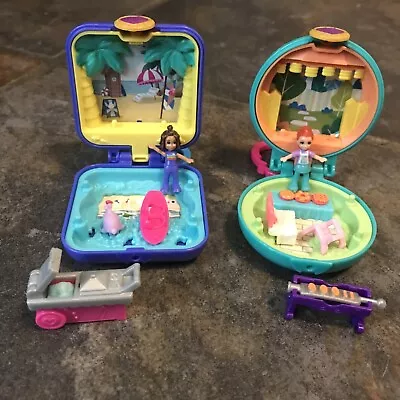 Polly Pocket Tiny Compact 2017 Purple Keychain W/ Mini Doll Lot • $8