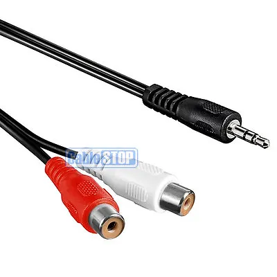 1.5m Twin 2x RCA Phono Female Sockets To Mini 3.5mm Male Jack Cable Audio Lead • £3.75