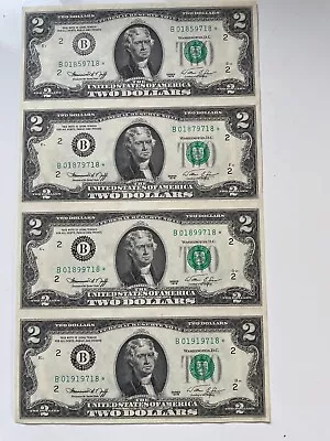 1976 $2.00 Bills Uncut Sheet Of 4 Star Notes  Crisp Unc • $159.99