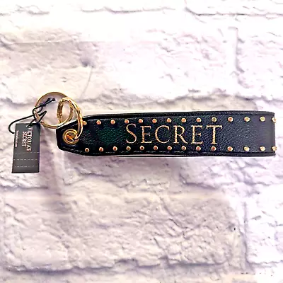 Victoria’s Secret VS Logo Black Signature Stripe Wristlet Strap Keychain NEW • $10.99