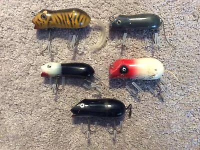 5 Vintage Shakespeare & Creek Chub Wood Mouse Lures • $9.99