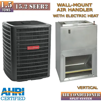 Goodman 1.5 Ton Air Conditioner Split System 15.2 SEER2 Wall-Mount Air Handler • $2550