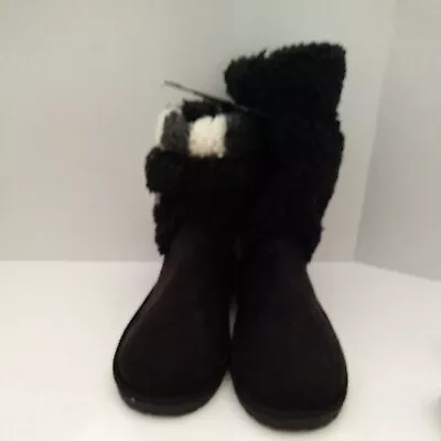 NWT Muk Luks Women Knit Slipper Boots Sz 11 Fold Down Buttons Warm Outside • $23