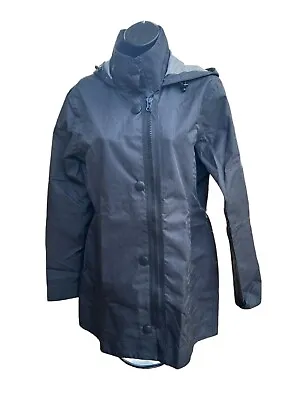 Mondetta  RainCoat Jacket Women’s Weatherproof Medium Full Zip/Snaps Grey Hooded • $17