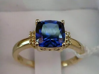 3 Ct Cushion Cut Lab Created Blue Sapphire HetrEngagement 14K Yellow Gold Plated • $84.69
