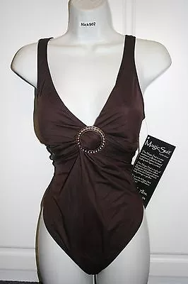 NWT Women's Brown MAGICSUIT By Miraclesuit One Piece SWIMSUIT Size 8 Free Ship • $54.99