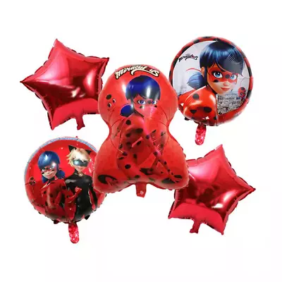 LADYBUG Foil Balloon Set Of 5 Party Supplies Decor UK. • £9.99