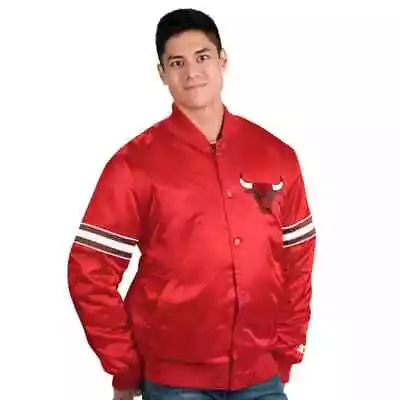 NWT Starter Chicago Bulls Varsity Satin Jacket Sz L Mens Michael Jordan A50 • $49.99