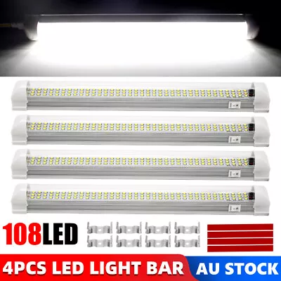 4PCS 108 LED Strip Lights Bar 12V Car Interior Lamp Camping Caravan Boat White • $23.85