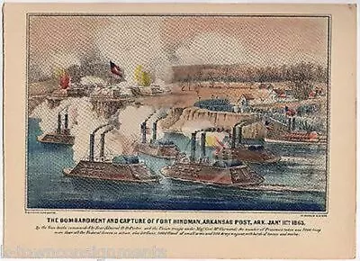 Fort Hindman Bombardment Vintage Civil War Soldiers Graphic Illustration Print • $67.48