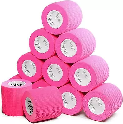 12 Rolls Bandage Roll Plaster Extra Sticky Elastic Fabric Strapping 5cm × 4.5m • £13.99