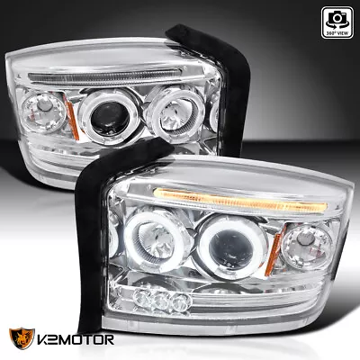 Clear Fits 2005-2007 Dodge Dakota LED Halo Projector Headlights Lamps L+R 05-07 • $157.38
